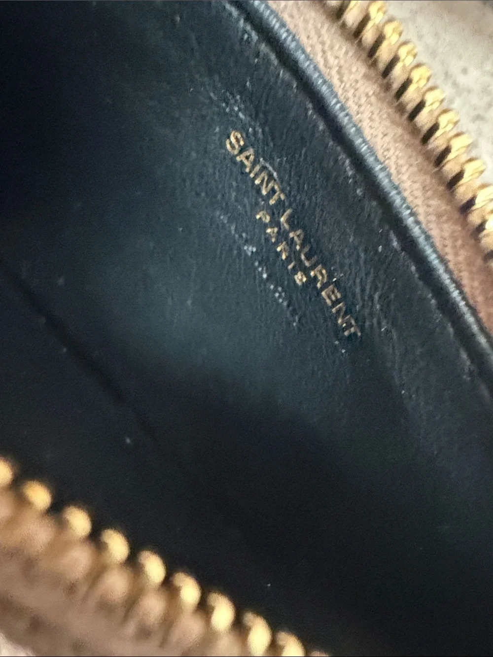 Yves Saint Laurent Taupe Quilted Leather Card Holder with Gold YSL Emblem - Picture 3 of 3
